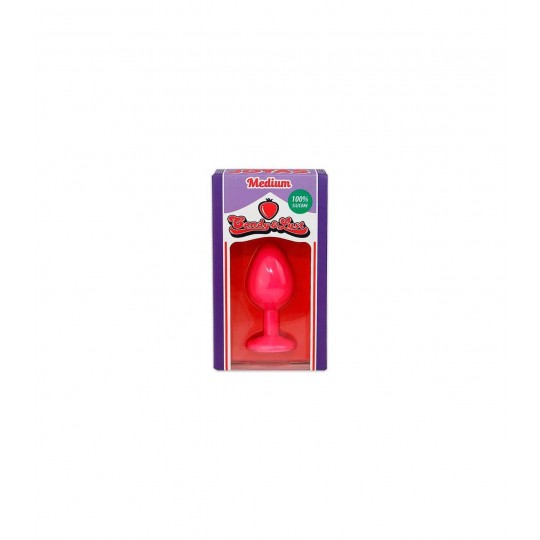 CANDY LUST SILICONE ANAL PLUG WITH PINK JEWEL