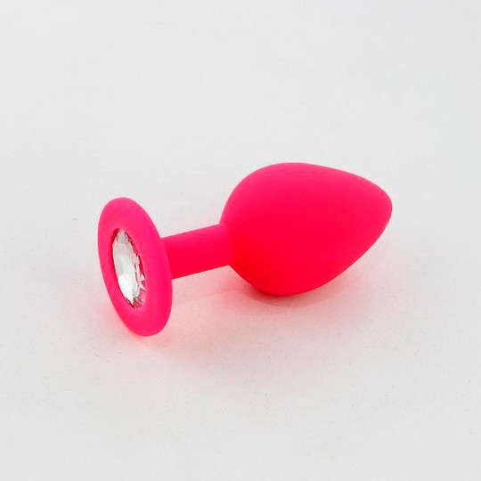 CANDY LUST SILICONE ANAL PLUG WITH PINK JEWEL