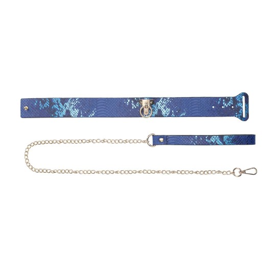 FLORENCE COLLECTION - COLLAR WITH LEASH - BLUE