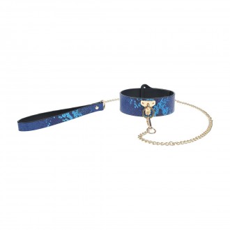 FLORENCE COLLECTION - COLLAR WITH LEASH - BLUE