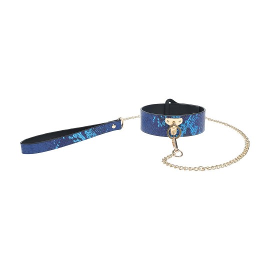 FLORENCE COLLECTION - COLLAR WITH LEASH - BLUE