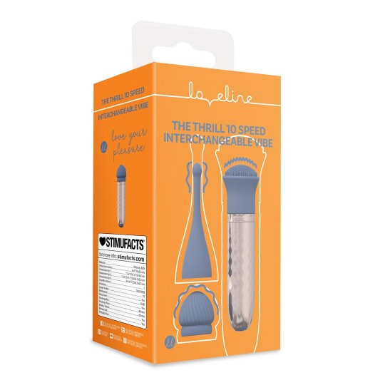 THE THRILL - 10 SPEED INTERCHANGEABLE VIBRATOR - BLUE