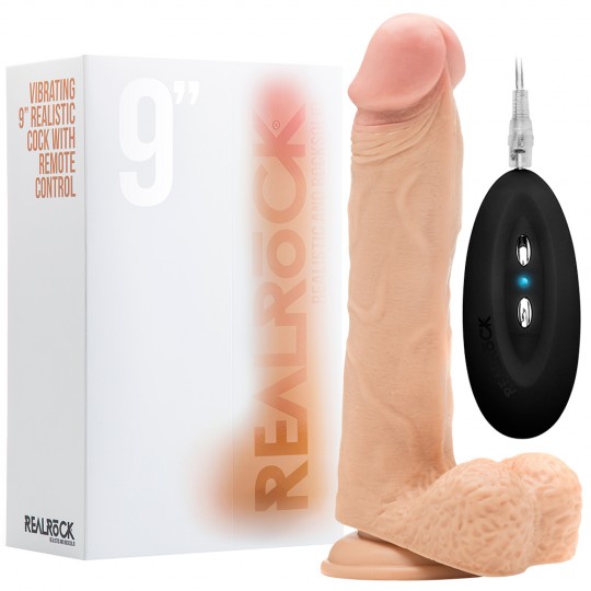 DILDO REALISTICO CON TESTICOLI REALROCK 9 &quot; BIANCO