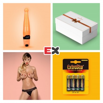 CAJA REGALO CON VIBRADOR LEGGIERO Y OFERTA DE TANGA CHARMEA L/XL + 4 X PILAS AA