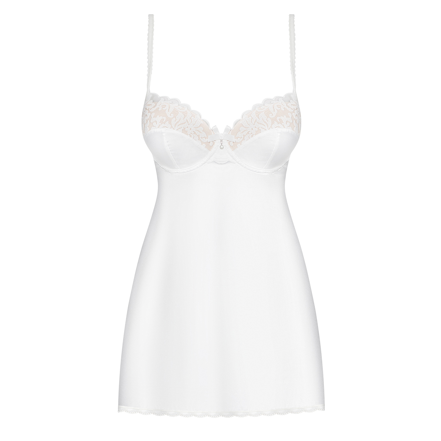 OBSESSIVE 871-CHE CHEMISE AND THONG WHITE