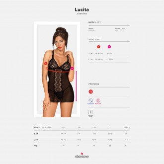 OBSESSIVE LUCITA CHEMISE AND THONG BLACK