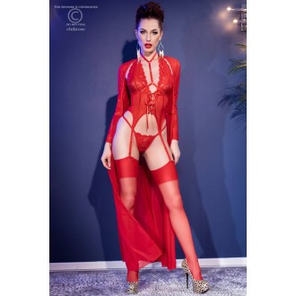 CR-4419 CORSET AND THONG RED