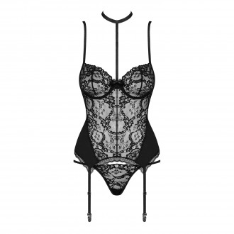 OBSESSIVE RAQUELIA CORSET AND THONG BLACK