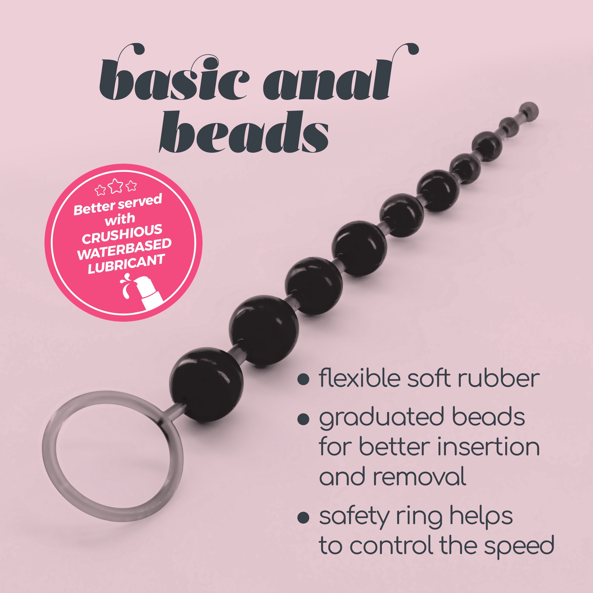 PACK OF 32 10 BEAD ANAL CHAIN CRUSHIOUS BLACK