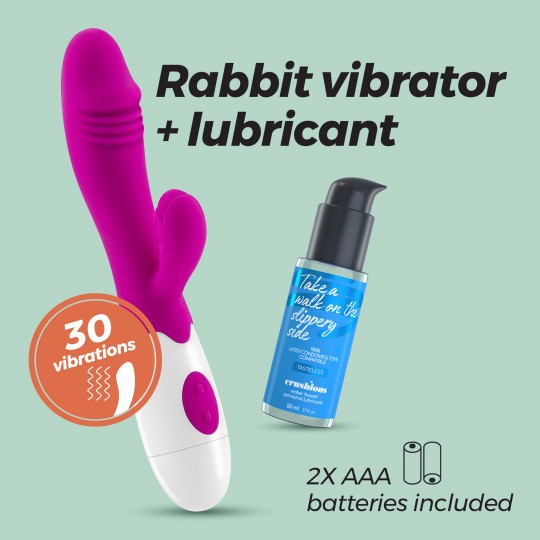 VIBRADOR CON ESTIMULADOR DE CLÍTORIS LOLLIPOP Y LUBRICANTE DE BASE AGUA INCLUIDO CRUSHIOUS