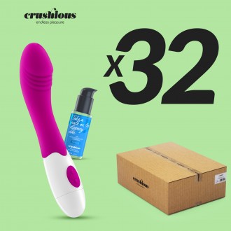 PACK DE 32 VIBRADOR GROWLIE COM LUBRICANTE DE BASE AGUA INCLUIDO CRUSHIOUS