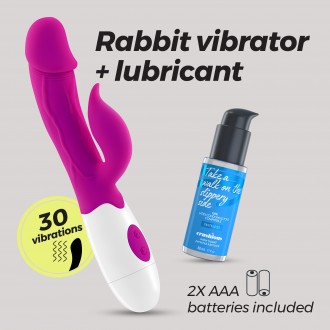 VIBRADOR COM ESTIMULADOR DE CLITÓRIS MOCHI ROXO E LUBRIFICANTE À BASE DE ÁGUA INCLUÍDO CRUSHIOUS