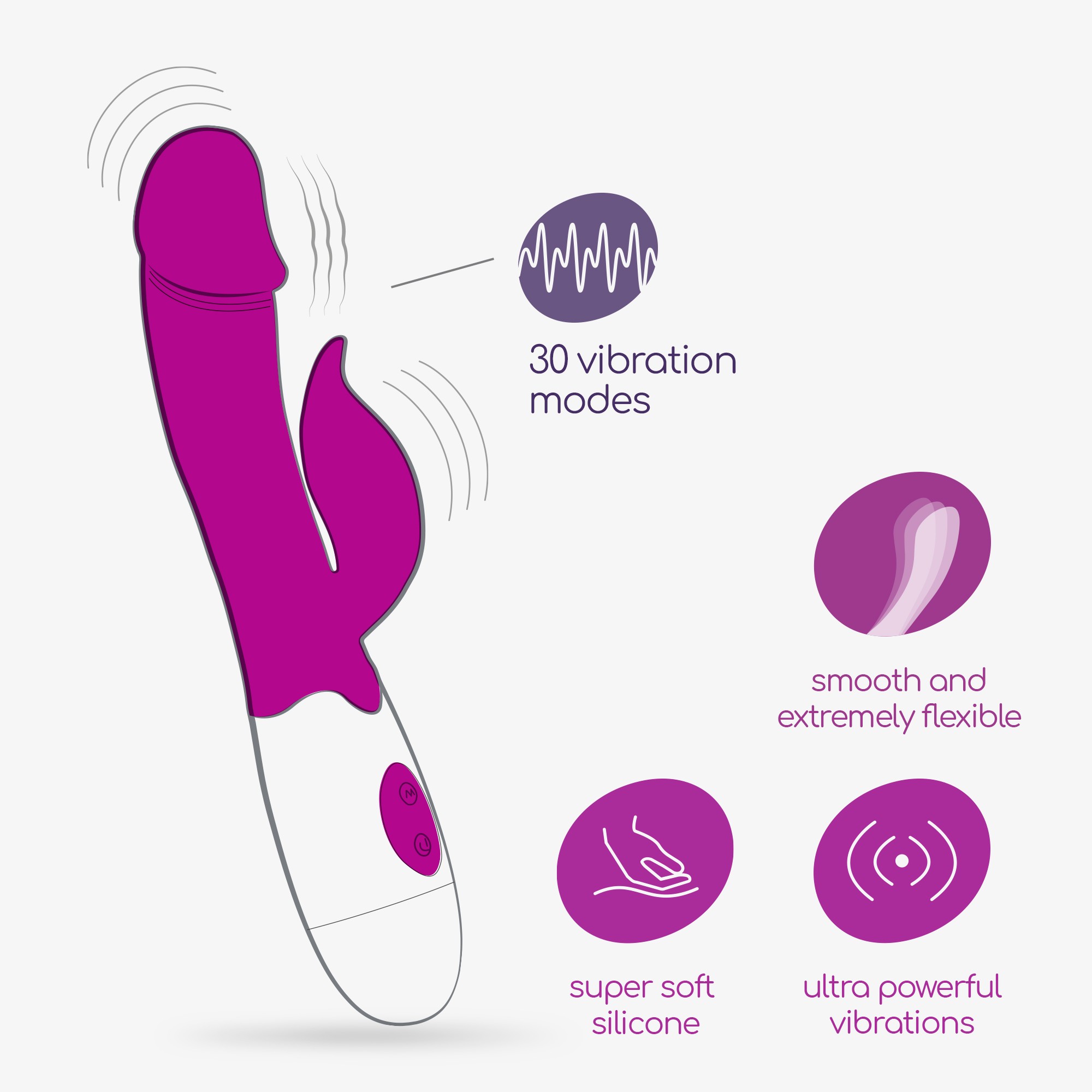 CRUSHIOUS MOCHI RABBIT VIBRATOR PURPLE WITH WATERBASED LUBRICANT INCLUDED