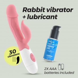 CRUSHIOUS MOCHI RABBIT VIBRATOR PINK WITH WATERBASED LUBRICANT INCLUDED