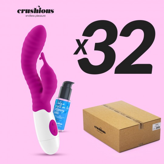 PACK DE 32 VIBRADOR COM ESTIMULADOR DE CLITÓRIS GUMMIE ROXO E LUBRIFICANTE À BASE DE ÁGUA INCLUÍDO CRUSHIOUS