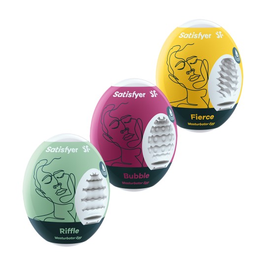 PACK DE 3 MASTURBADOR MASTURBATOR EGG NAUGHTY, SAVAGE Y CRUNCHY SATISFYER