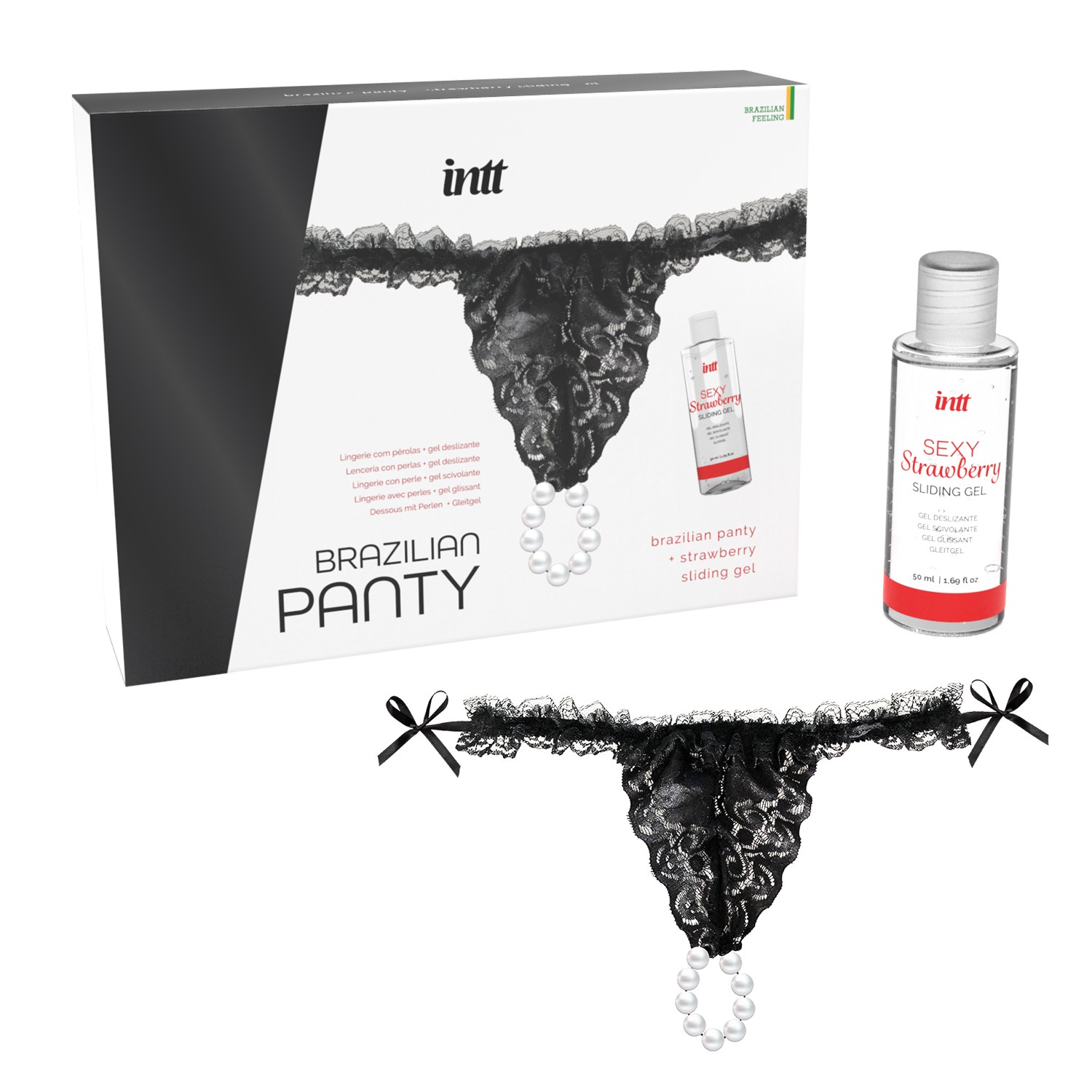 50ML INTT WITH GEL SLIDING PANTY PEARLS BRAZILIAN AND BLACK