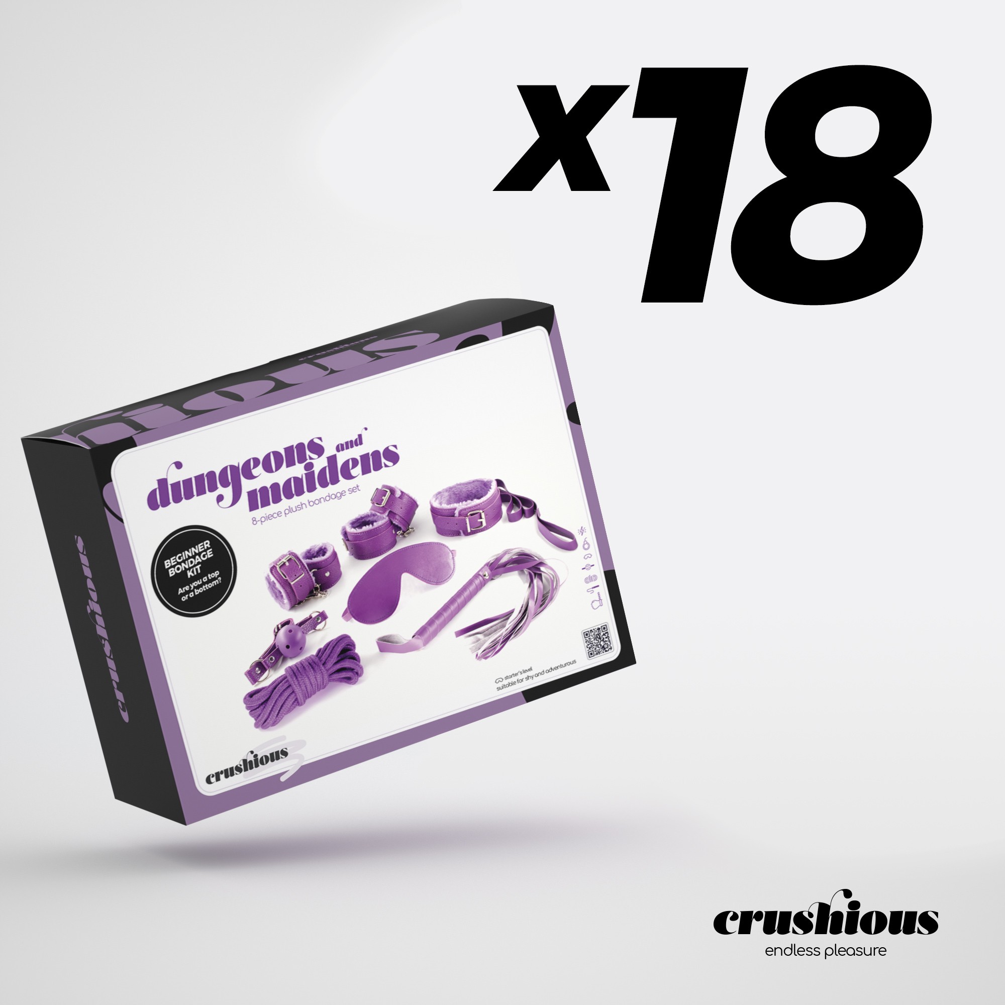 PACK DE 18 KIT BDSM DUNGEONS &amp; MAIDENS ROXO CRUSHIOUS