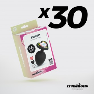 PACK DE 30 CUORE PLUG ANAL GRANDE COM 4 JOIAS INTERCAMBIÁVEIS CRUSHIOUS