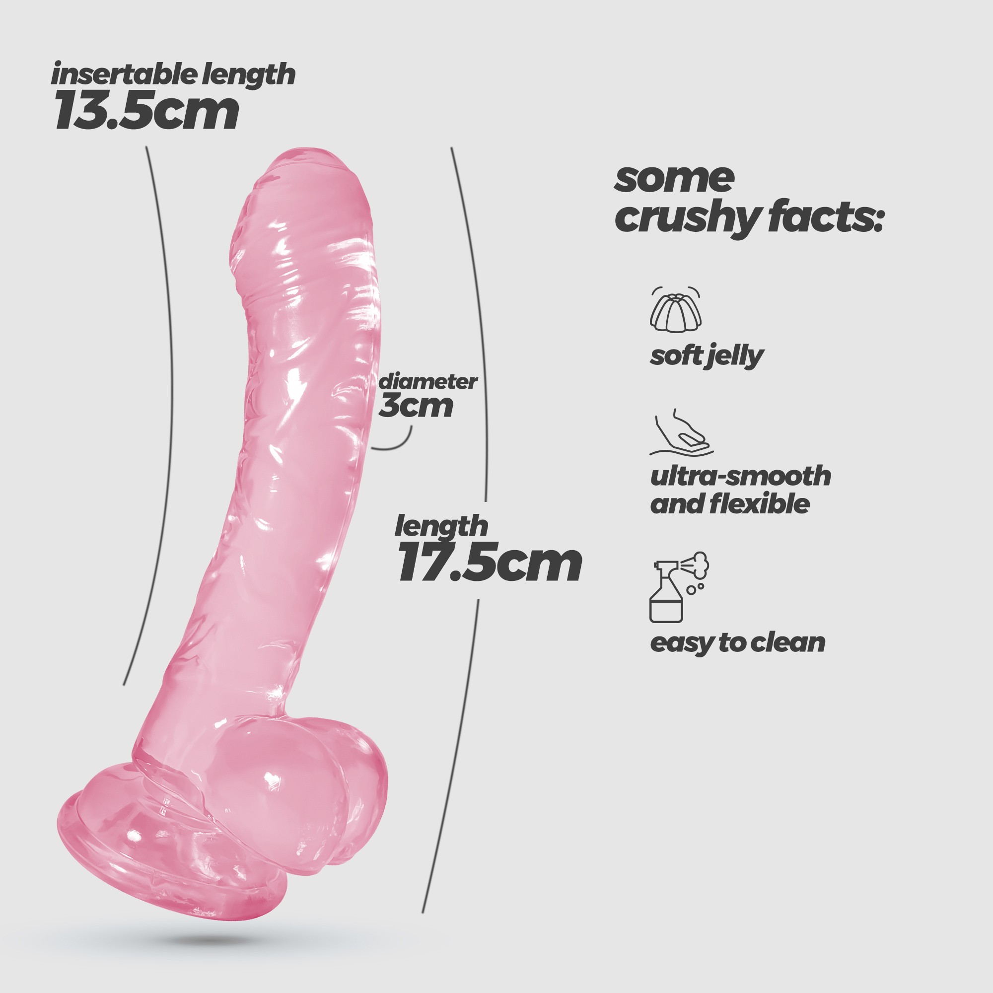 HUDINI DILDO ANALE GELATINOSO ROSA CRUSHIOUS