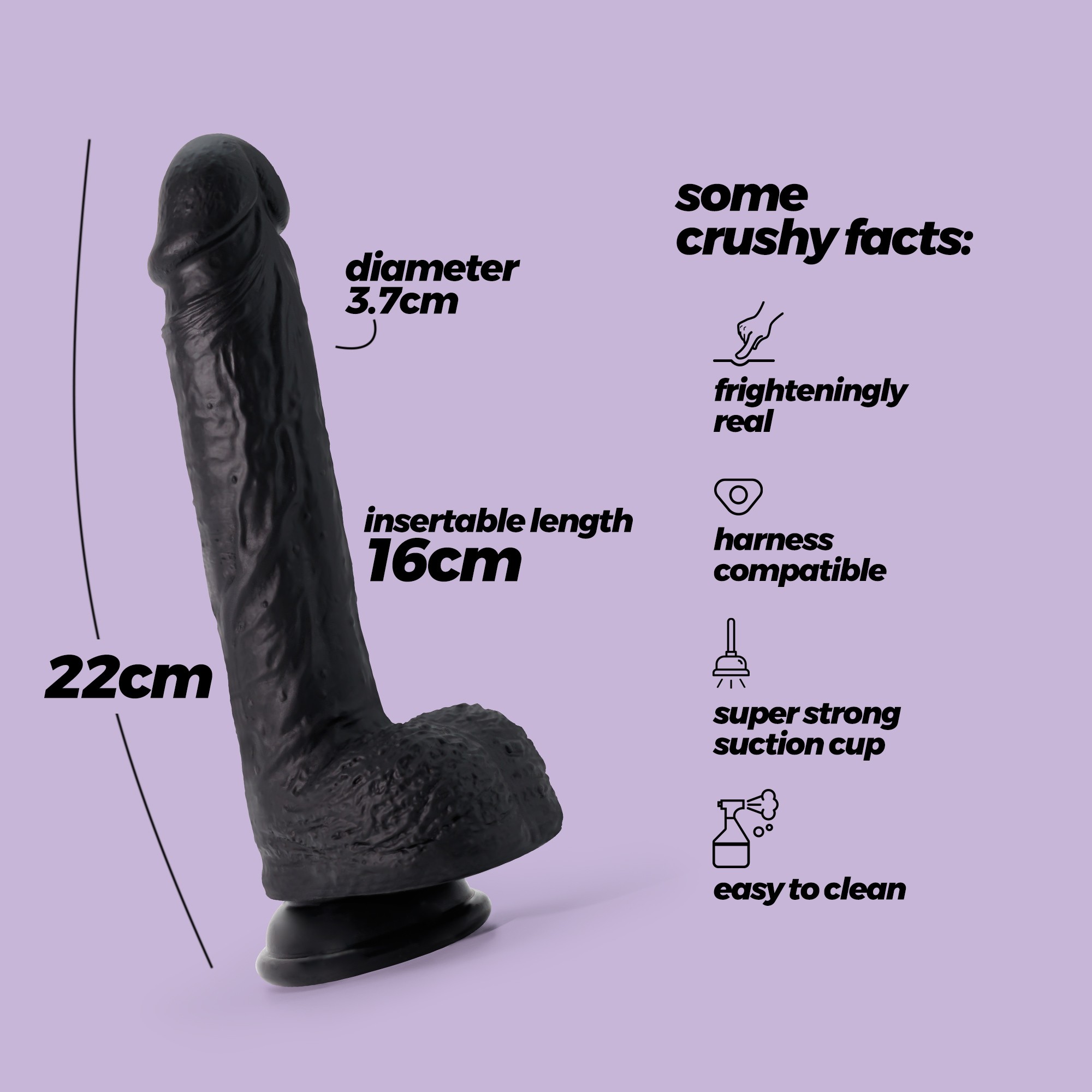 DILDO INVITIKTUS 8 IN SILICONE LIQUIDO CRUSHIOUS NERO