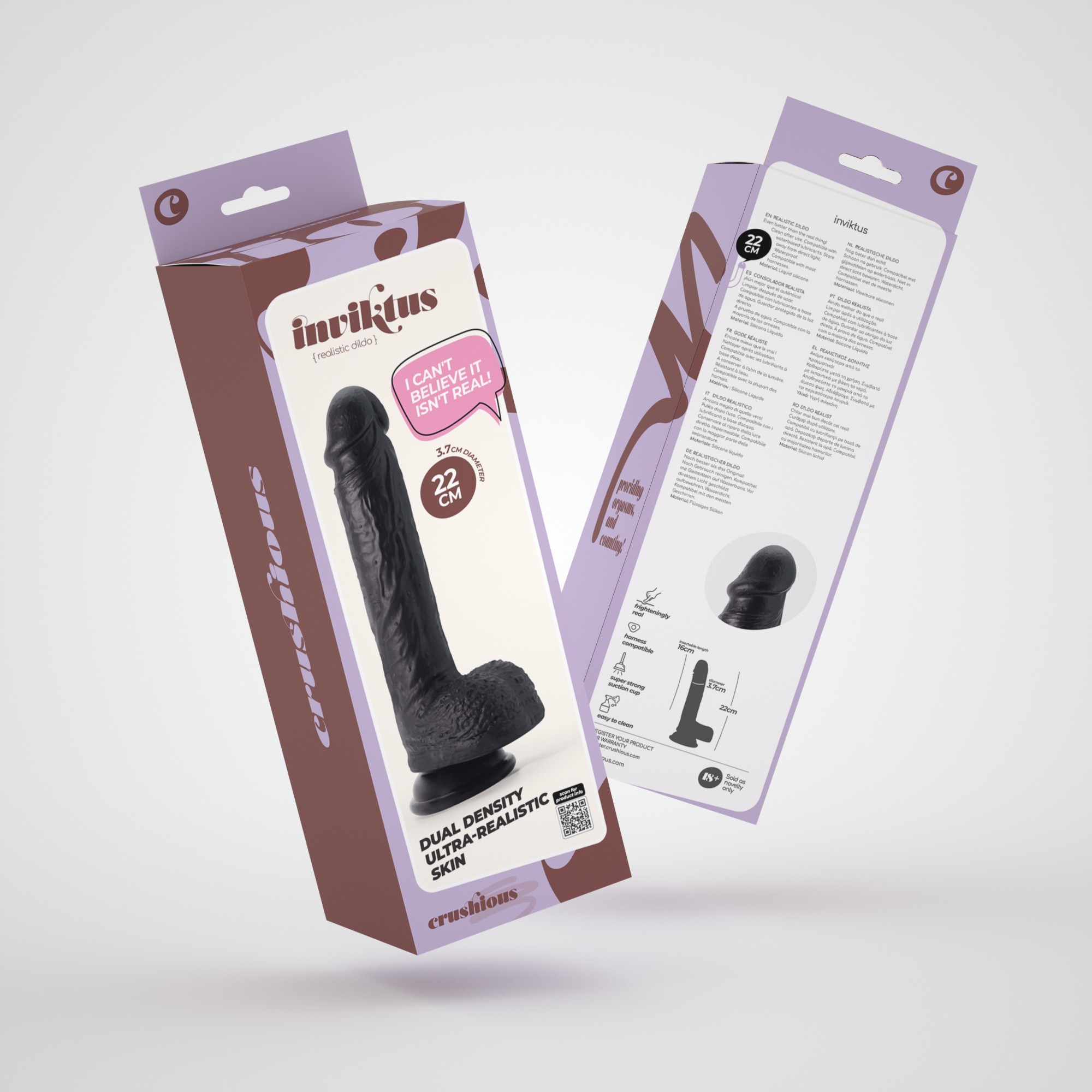 DILDO INVITIKTUS 8 IN SILICONE LIQUIDO CRUSHIOUS NERO