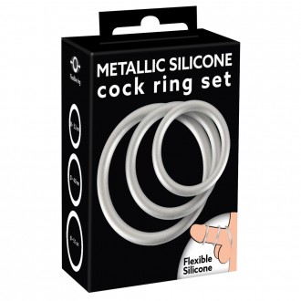 METALLIC SILICONE COCK RING SET