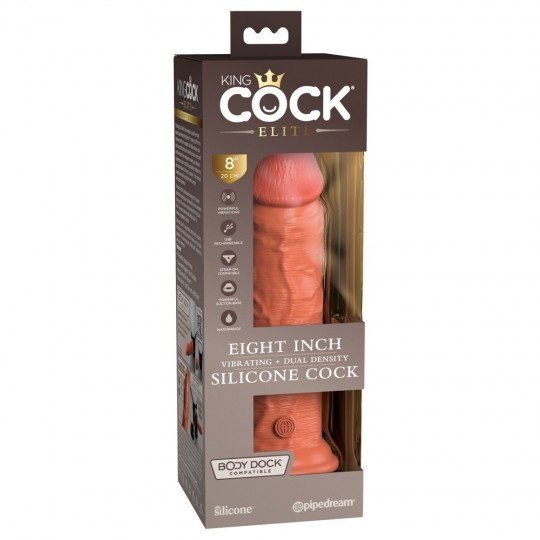 8\&quot; VIBRATING + DUAL DENSITY SILICONE COCK