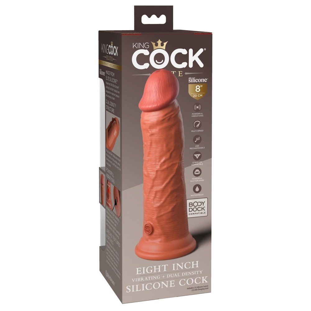 8\&quot; VIBRATING + DUAL DENSITY SILICONE COCK