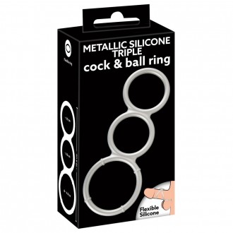 METALLIC SILICONE TRIPLE COCK AND BALL RING