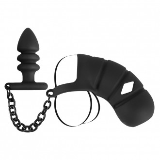 JAULA DE PENE CON PLUG ANAL BLACK VELVETS