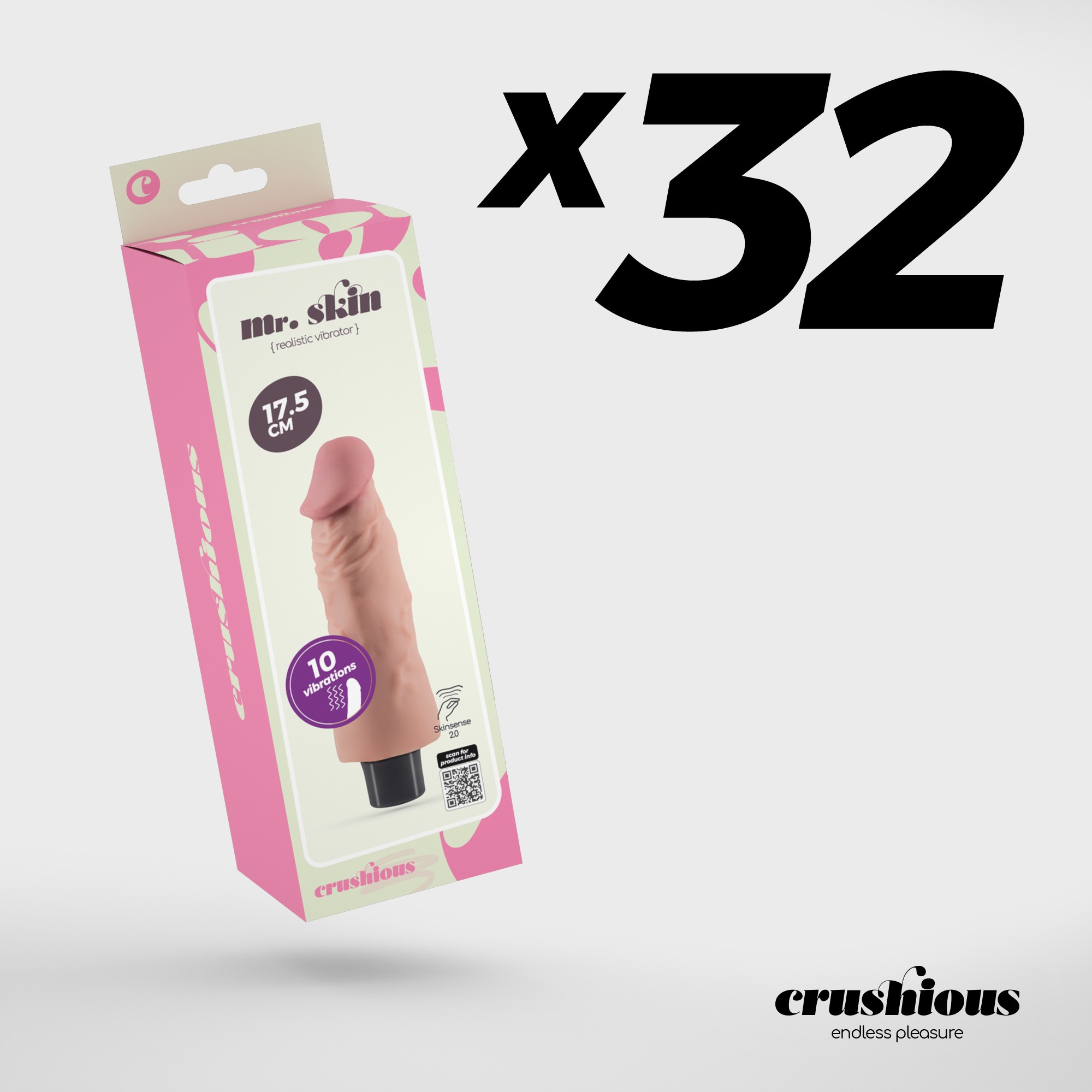 PACK OF 32 CRUSHIOUS MR. SKIN REALISTIC VIBRATOR