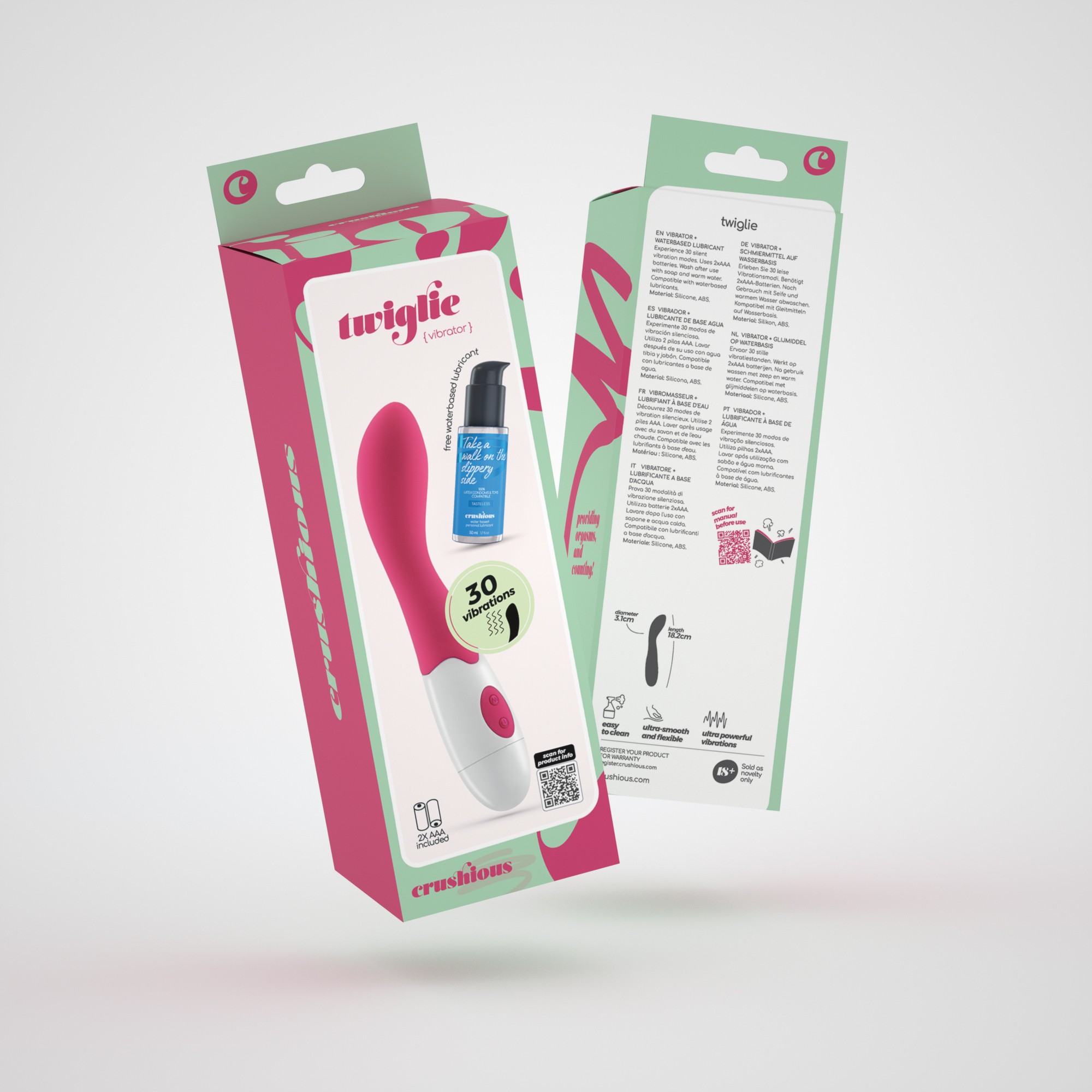 CRUSHIOUS TWIGLIE VIBRATOR WITH WATERBASED LUBRICANT INCLUDED