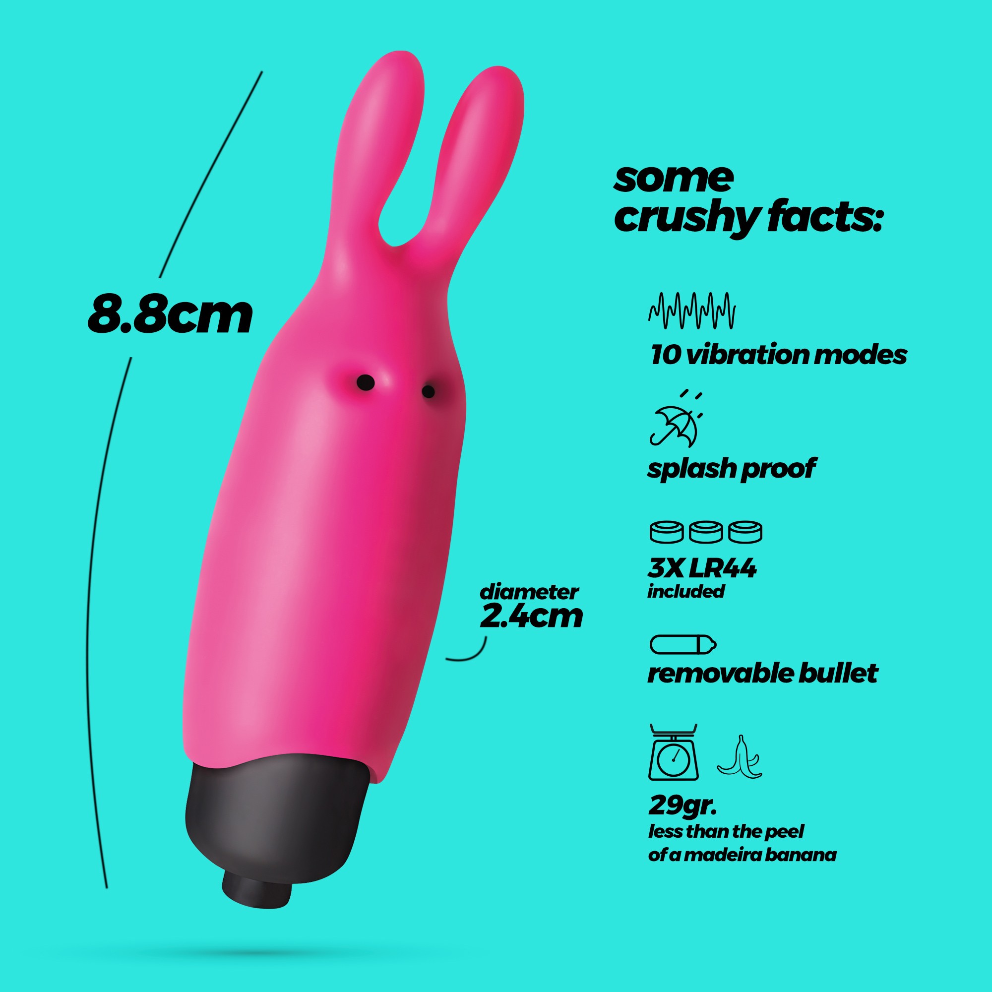 O-PET LAPIN AVEC BALLE À 10 VIBRATIONS ROSE CRUSHIOUS