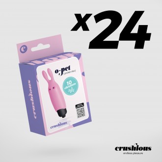 PACK DE 24 O-PET CONEJO CON BALA DE 10 VIBRACIONES ROSA PASTEL CRUSHIOUS