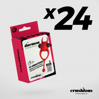 PACK OF 24 CRUSHIOUS DAEMON VIBRATING COCKRING RED