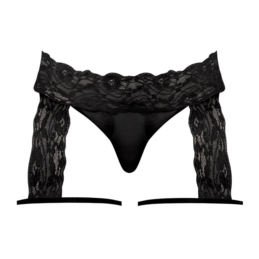 G-STRING COM LIGAS PRETO MALE POWER