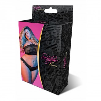 HALTER BANDEAUX AND PANTY SET - 2X - BLACK