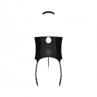 MISTRESS - SEXY IMITATION LEATHER CORSET AND G-STRING WITH STUDS - 2X