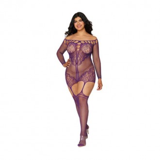 GARTER DRESS DIAMOND - PLUS SIZE - AUBERGINE