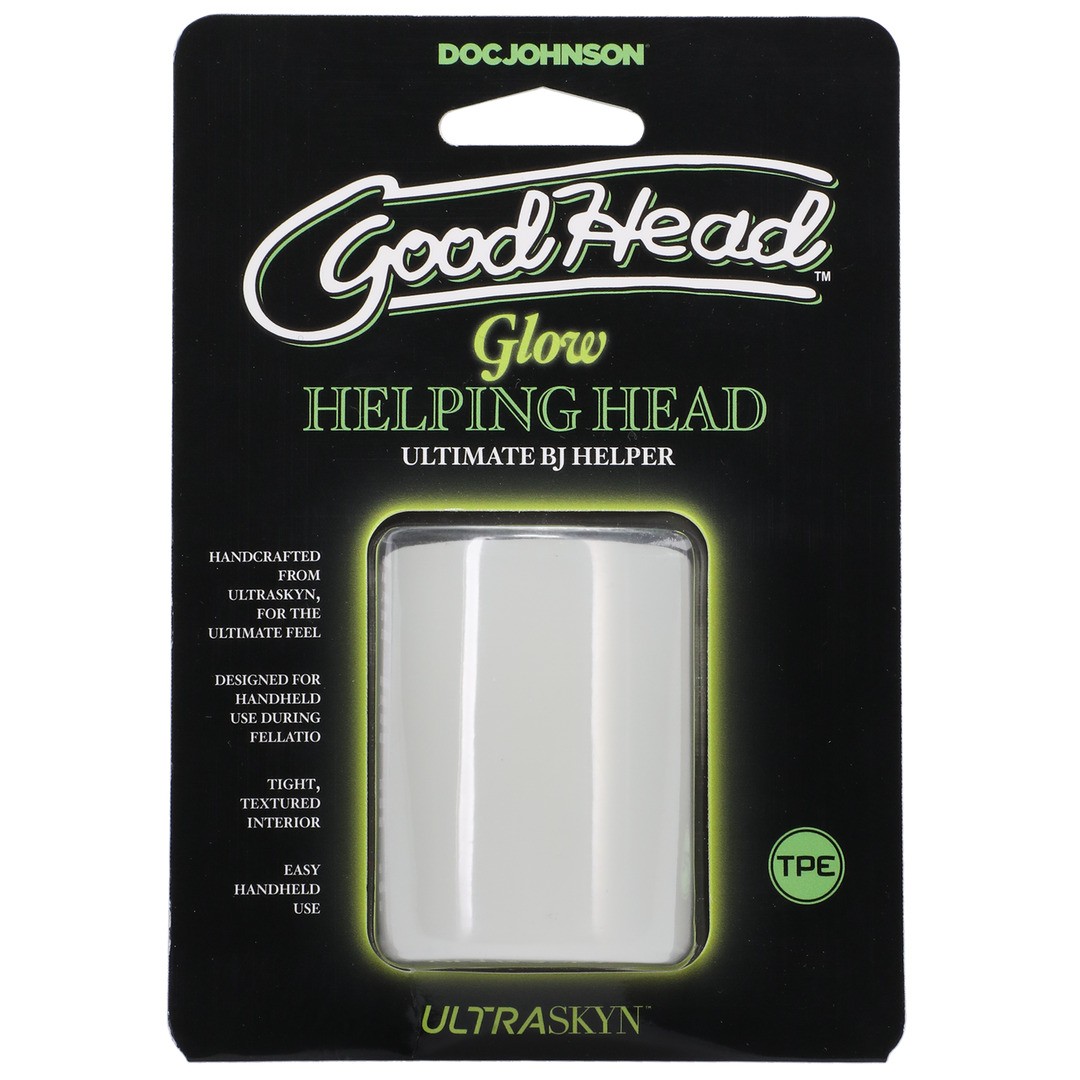 GLOW HELPING HEAD - MASTURBATOR SLEEVE - FROST / GREEN GLOW