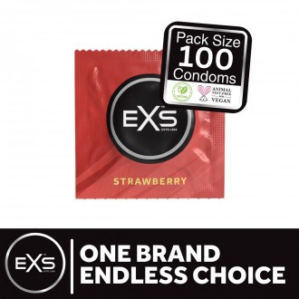 EXS STRAWBERRY - CONDOMS - 100 PIECES