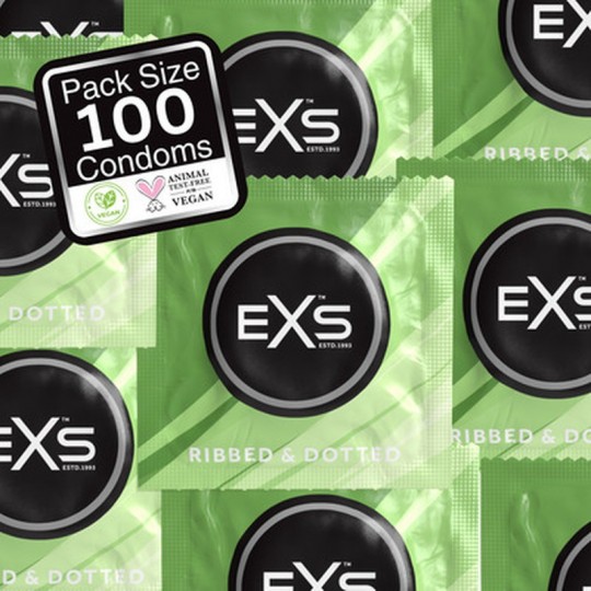 EXS 3 IN 1 - RIBBED, DOTTED AND FLARED - CONDOMS - 100 PIECES