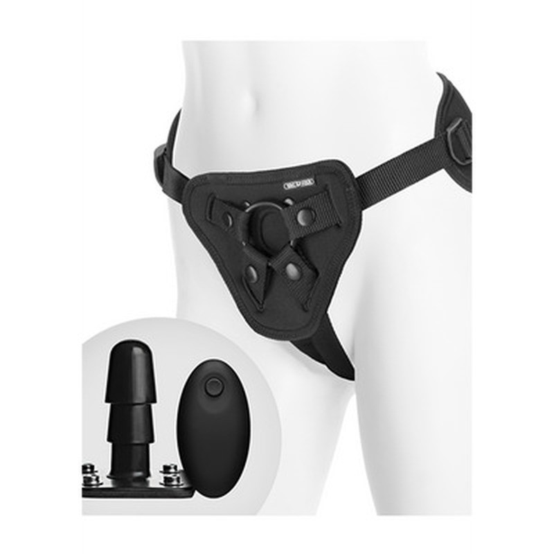 SUPREME HARNESS WITH VIBRATING PLUG AND REMOTE CONTROL - 2 PIECES