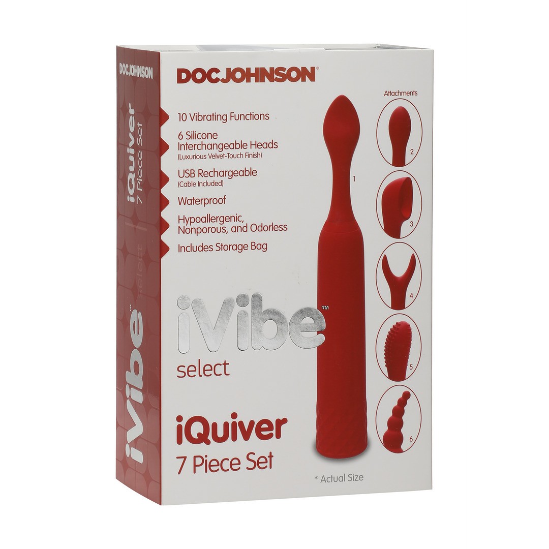 IQUIVER - SMALL VIBRATOR WITH 6 INTERCHANGEABLE ATTACHMENTS