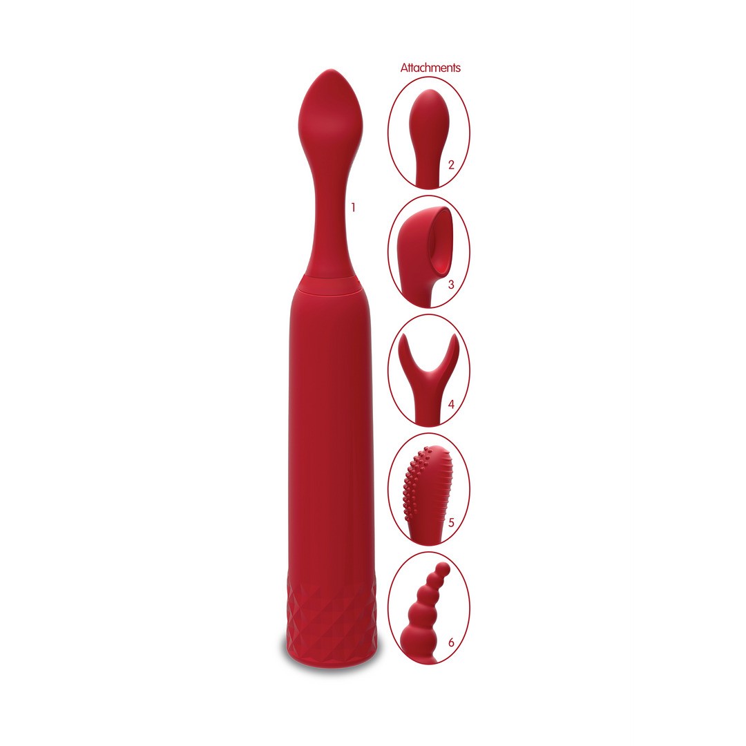 IQUIVER - SMALL VIBRATOR WITH 6 INTERCHANGEABLE ATTACHMENTS