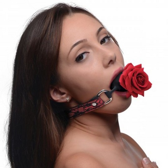 SILICONE BALL GAG WITH ROSE