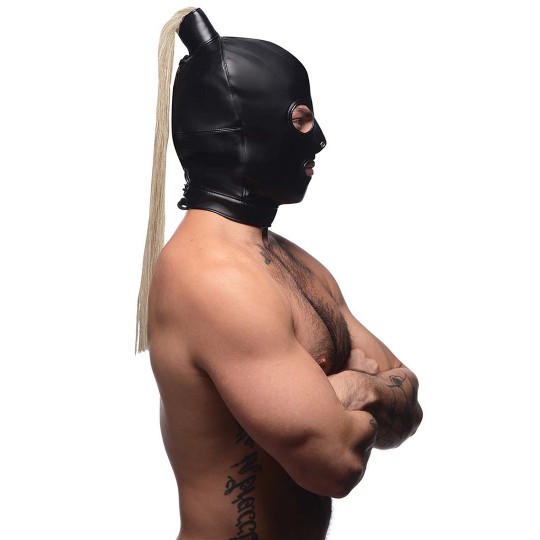 BONDAGE MASK WITH BLONDE PONYTAIL