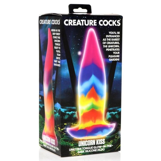 UNICORN TONGUE - GLOW IN THE DARK - SILICONE DILDO - RAINBOW