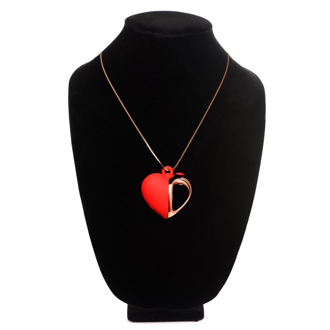 VIBRATING SILICONE HEART NECKLACE - RED